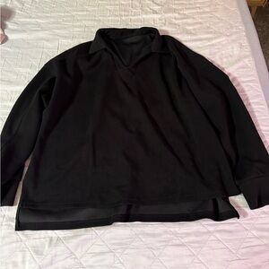 Black V-Neck Long Sleeve Top